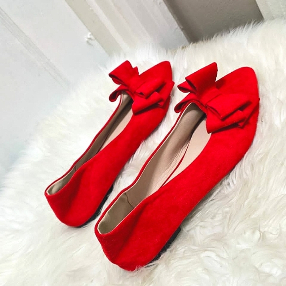 Women Flat Loafers Suede Pointed Toe Bowknot Oxfords Slip on Shoes Size 41🌴✌️ - Picture 2 of 6